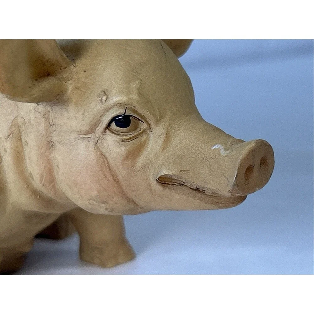 PINK Pig Figurine Resin? Detailed Country Cottage Farmhouse Animal Pet Farm